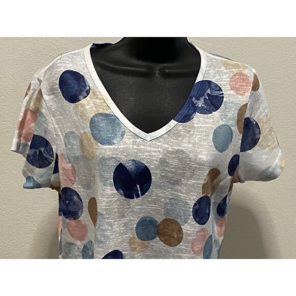 Milano womens Size Medium Top Colorful Circles Short Sleeve Stretch - Picture 2 of 10